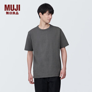 無(wú)印良品（MUJI）男式 水洗粗棉線圓領(lǐng)短袖T恤 男士打底衫純棉全棉 男裝 深灰色 AB1MCC4S XL (180/104A)