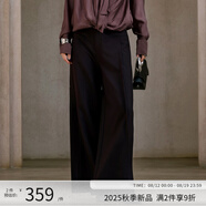 阿依蓮褲子秋季女2025新款休閑直筒褲洋氣百搭舒適闊腿褲寬松顯瘦長(zhǎng)褲 隕石黑 S