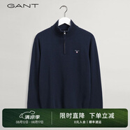 GANT/甘特商場同款男士立領(lǐng)拉鏈羊毛套頭上衣商務(wù)休閑通勤針織衫 410藏青色 S