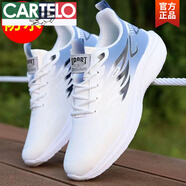 卡帝樂(lè)鱷魚(yú)（CARTELO）品牌男鞋夏季透氣網(wǎng)面休閑運(yùn)動(dòng)鞋男2025新款跑步鞋男超輕減震 6521白蘭皮面【gt】 38