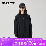 GUUKA TECH古由卡長袖t恤男純棉薄款2025春季圓領(lǐng)內(nèi)搭男士打底衫寬松男裝 黑色 S