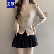 羅蒙（ROMON）2025秋冬設(shè)計感新款大i碼女裝顯瘦不規(guī)則毛衣套頭針織內(nèi)搭打底衫 卡其色 2XL 140-160斤
