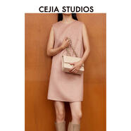 CEJIASTUDIOS山羊絨桑蠶絲混紡粉色雙面呢短外套女連衣裙套裝2025春新款 奶昔粉(連衣裙) 現(xiàn)貨商品 XS