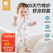 貝肽斯嬰兒衣服夏季薄款連體衣短袖竹棉紗布新生嬰兒連體衣套裝 萌兔環(huán)游【50s竹棉 柔滑升級】 80 cm