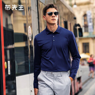 布先生男裝新款秋裝絲光棉長(cháng)袖t恤男士商務(wù)休閑上衣T恤衫BT3769 夜色藍 XL (180)