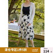 獨(dú)束大碼女裝微胖mm復(fù)古印花拼接飄逸感半裙夏季新款半身裙22DS2409 米底-短款(dy) 4XL