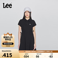 Lee25春夏新品修身版翻領(lǐng)黑色女短袖polo連衣裙休閑 黑色  L 