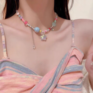 格蒙糖果多巴胺串珠粉色星星項(xiàng)鏈女可愛甜酷辣妹鎖骨鏈音樂節(jié)穿搭