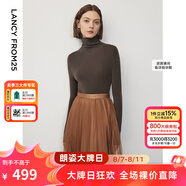 朗姿【王楚然同款】純羊毛高領針織衫春冬內(nèi)搭打底上衣曠野美拉德 深咖色 2XL