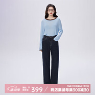 艾萊依（ERAL）直筒牛仔褲女新款羽絨褲深牛仔藍(lán)高腰休閑百搭秋冬長褲 深牛仔藍(lán) XL 170【建議145-160斤】