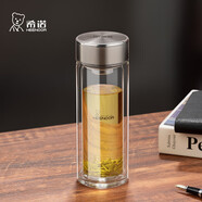 希諾（HEENOOR）雙層玻璃杯男士商務(wù)高檔車(chē)載透明水杯辦公家用泡茶杯子X(jué)N-9103