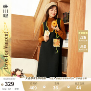 兩三事針織連衣裙女秋冬季復(fù)古無(wú)袖中長(zhǎng)款裙子背心裙梵高兀自生長(zhǎng) 黑色 M