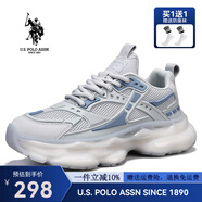 美國(guó)馬球協(xié)會(huì)（U.S.POLO ASSN.）厚底老爹鞋男2025新款男鞋夏季透氣運(yùn)動(dòng)鞋男士網(wǎng)面增高休閑鞋子男 灰色 44 (270mm) 標(biāo)準(zhǔn)運(yùn)動(dòng)鞋碼-