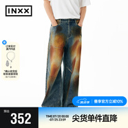 英克斯（inxx）杜海濤同款A(yù)PYD 刷臟水洗感牛仔褲男美式高街直筒闊腿褲休閑長褲 牛仔藍色 M