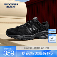 斯凱奇（Skechers）老爹鞋男子2025年春夏款復(fù)古潮流百搭厚底緩震休閑運動 51241-BBK 全黑色 41