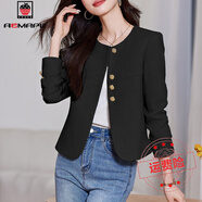 AEMAPE春裝短款小外套氣質(zhì)休閑長(cháng)袖小西裝香風(fēng)女神范小個(gè)子減齡洋氣上衣 黑色 常規 M _[105-115斤]