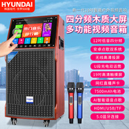 HYUNDAI現(xiàn)代P102廣場舞音響帶顯示屏卡拉ok一體機(jī)戶外K歌音響移動點歌拉桿音響大音量家庭ktv音響套裝 經(jīng)典黑