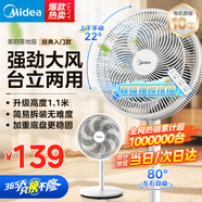 美的（Midea）電風扇 家用風扇落地扇 立式輕音節(jié)能強風電扇 宿舍降溫循環(huán)柔風自然風桌面 【7葉臺立兩用】超級單品