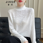 金澀JS蕾絲半高領(lǐng)打底衫女高級(jí)感洋氣款毛衣外穿羊毛衫上衣內(nèi)搭2025春 白色 S