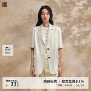 播氣質(zhì)西裝外套女2024春新款薄款短袖小西服上衣DDR2XD5640 O00晚紗 晚紗 S