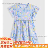 班尼路（Baleno）童裝春夏新款女童連衣裙兒童喇叭袖滿印連身裙公主裙官方旗艦 00B3羊絨藍(lán) 110 52slim=100cm