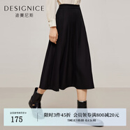 迪賽尼斯（DESIGNICE）冬季新款小眾復(fù)古顯瘦針織長(zhǎng)裙純色通勤a字半身裙 黑色 L