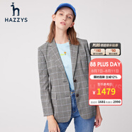 哈吉斯（HAZZYS）女裝 夏款西服外套格紋通勤氣質(zhì)小西裝女ASUSJ03BJ06 淺灰色LE L (165/88A 40)