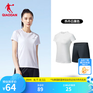 喬丹運動套裝男女夏季透氣跑步籃球運動服兩件套短袖t恤短褲 喬丹白/黑色 丨女款 3XL