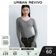 UR秋季新款女裝簡約基礎(chǔ)百搭休閑修身V領(lǐng)針織衫UWB940008 冷灰 M