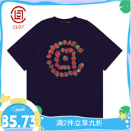 CLOTCLOT 凝結集團夏季新款歐陽(yáng)娜娜同款草莓印花純棉短袖男女上衣潮t 藏青-歐陽(yáng)娜娜同款 【250G高支棉】 M  80-100斤合身