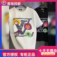 酷奇潮牌潮流新款歐洲站歐貨男裝輕奢修身帥氣印花短袖t恤男半袖體恤 白色 S  80-90斤修身