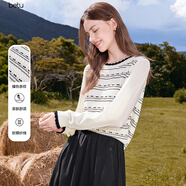 百圖betu女裝2025秋季新款毛針織衫撞色條紋袖子拼接長(cháng)袖上衣2508T14 黑白條 XS