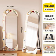 RSRDDY推拉鏡入戶(hù)玄關(guān)隱形穿衣鏡推拉隱藏全身鏡子貼墻壁掛洞洞板 支架靠墻款180X67點(diǎn)5cm加厚鏡面