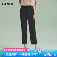 藍地（LANDI）[百搭經(jīng)典]LANDI煙墨黑氣質(zhì)修身直筒正裝褲西裝褲夏新品 煙墨黑 L