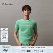 Calvin Klein Jeans夏季男女情侶中性年輕ck多色印花透氣修身短袖T恤J320931 L1C-薄荷綠 XL （推薦160-175斤）