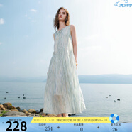 三彩2025夏季新款萊賽爾連衣裙圓領(lǐng)系帶背心裙寬松長(zhǎng)裙M 冰川藍(lán)花卉 M 160/84A