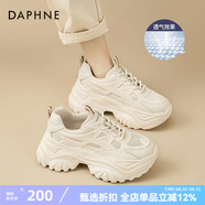 達(dá)芙妮老爹鞋女2025新款夏季女鞋薄款網(wǎng)面透氣厚底小白鞋百搭休閑運(yùn)動(dòng)鞋 米色【夏季透氣款】 38