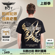 BOY LONDON【時(shí)光輪環(huán)】短袖男女同款秋季老鷹光環(huán)黑色T恤N01902 黑色 S