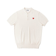 CDGPLAY川久保玲HEYPLAY日系潮牌短袖Polo冰絲棉紅心夏季針織衫男女款情 米白色 米白色 S
