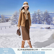 香影【貓貓絨】牛角扣麂皮絨短外套女秋冬小個(gè)子皮毛一體仿生皮草 駝色 W834004 M