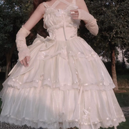 歌百夢全款現(xiàn)貨芙拉小姐jsk華麗洛麗塔 Lolita全新甜美吊帶生日禮服裙 生成色jsk+裙撐送拖尾+蝴蝶結(jié) 禮 S