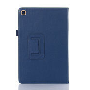 適用于三星Galaxy Tab A 10.1 2019平板電腦保護套SM-T510全包邊防摔外殼SM-T515支架兩折荔枝紋翻 深藍色三星T510/T515/T513/T5113