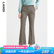 藍(lán)地（LANDI）微喇叭褲女新款修身花紗高腰顯瘦小個(gè)子休閑長褲 卡其色 L