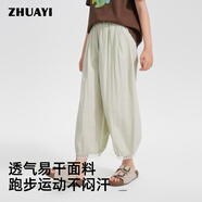 朱阿姨女大童氣球款童裝2025夏季爆款花邊腳口休閑褲設(shè)計感褲子韓版洋氣 灰綠色 165