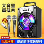 拼搏者 便攜藍牙音箱低音炮大音量戶(hù)外小型廣場(chǎng)舞音響迷你手提家用帶麥克風(fēng)手機微信收款語(yǔ)音播報器 升級版+2個(gè)金屬話(huà)筒