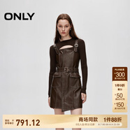 ONLY春夏復古風長袖套裝收腰PU短裙連衣裙女|12437Y006 E09 深塵灰色 M (165) 84A