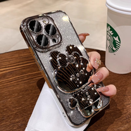 品飛蘋(píng)果16promax手機殼帶15pm鏡頭膜iphone14保護套全包防摔13隱形補 太空銀自帶鏡頭膜補妝鏡支架防塵網(wǎng)設計 iPhone 14 Plus