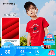 Converse 匡威兒童裝男童短袖t恤夏季新款打底大童透氣小女孩半袖運(yùn)動(dòng)T恤 學(xué)院紅-中性 120 /60 【建議身高110-116cm】