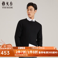 雅戈?duì)枺╕OUNGOR）羊毛衫男全綿羊毛羊毛衫舒適暖和厚度適中溫暖舒適可內(nèi)搭翻領(lǐng)襯衫 VYQW639994AYA黑色 S 95cm