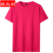 桔尚利企業(yè)定制t恤圓領(lǐng)T恤短袖diy文化衫廣告衫印字團(tuán)體服訂做純色體恤 玫紅色 XL x 短袖
